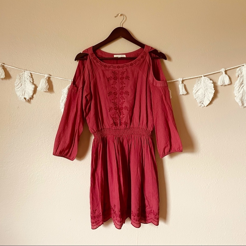 Copper Key | Embroidered Off Shoulder Dress